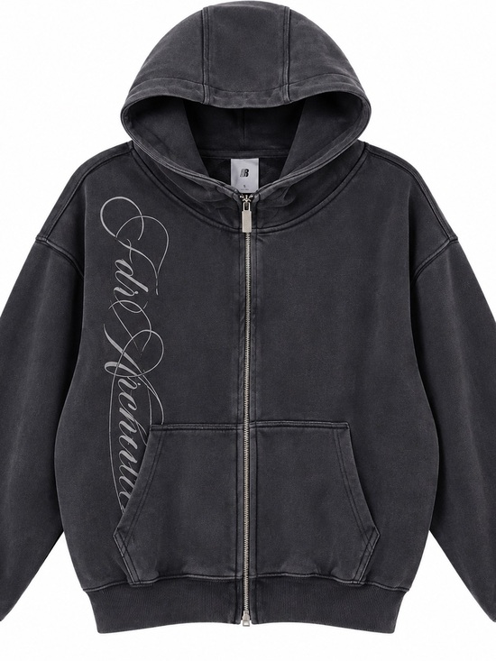 Other - FDR Black Stonewash Heavy-Duty Zip-Up Hoodie Size Small